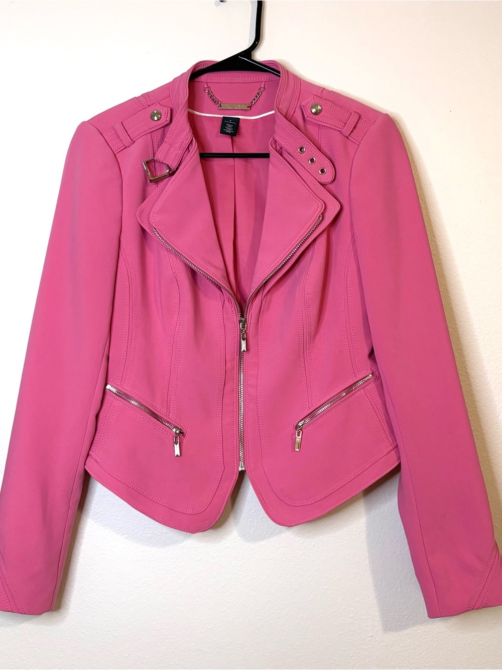 White House Black Market Hot Pink Moto Jacket
